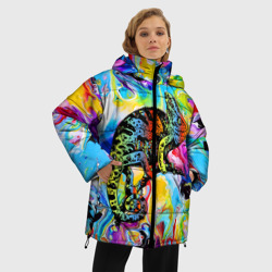 Женская зимняя куртка Oversize Маскировка хамелеона на фоне ярких красок - фото 2