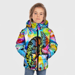 Зимняя куртка для мальчиков 3D Маскировка хамелеона на фоне ярких красок - фото 2