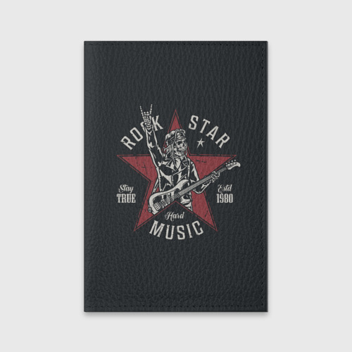 Обложка для паспорта матовая кожа Rockstar music, цвет голубой
