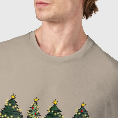 Мужская футболка хлопок с принтом Новогодние деревья, фото #4