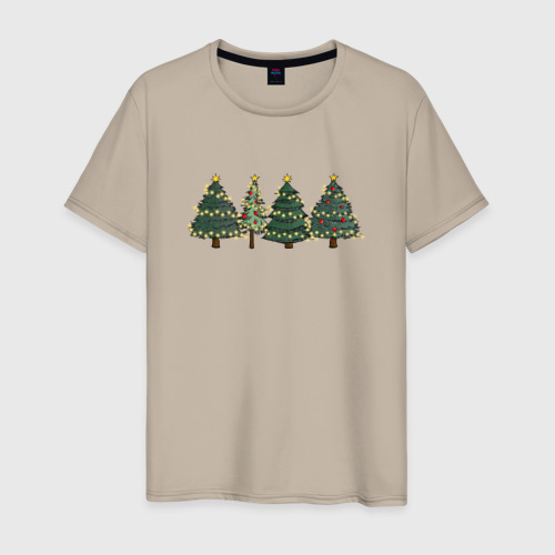Мужская футболка хлопок с принтом Новогодние деревья, вид спереди #2