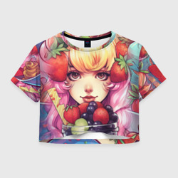 Женская футболка Crop-top 3D Блондинка с ягодами