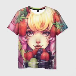 Мужская футболка 3D Блондинка с ягодами