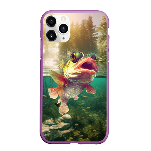 Чехол для iPhone 11 Pro Max матовый с принтом Карп в озере, вид спереди #2