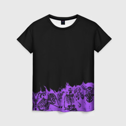 Женская футболка 3D Скелеты в аду горят неоновым огнём