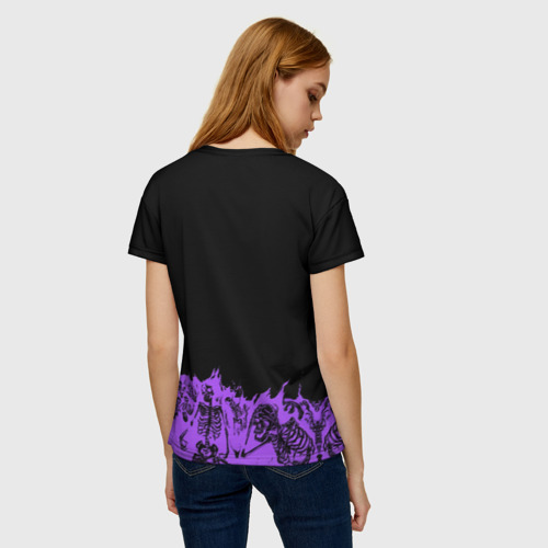 Женская футболка 3D Скелеты в аду горят неоновым огнём, цвет 3D печать - фото 4