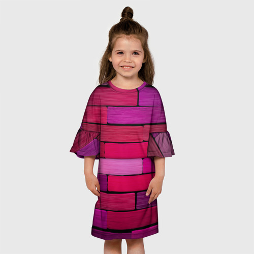 Детское платье 3D с принтом Малиновые кирпичики, вид сбоку #3