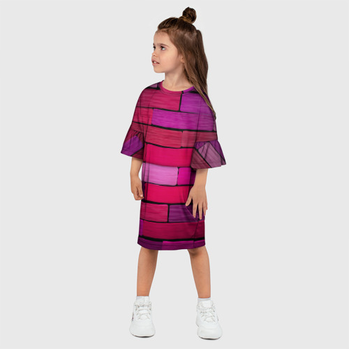 Детское платье 3D с принтом Малиновые кирпичики, фото на моделе #1