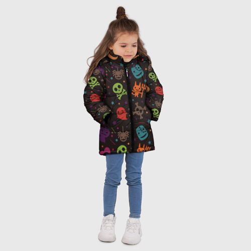Зимняя куртка для девочек 3D с принтом Весёлый хэллоуин, вид сбоку #3