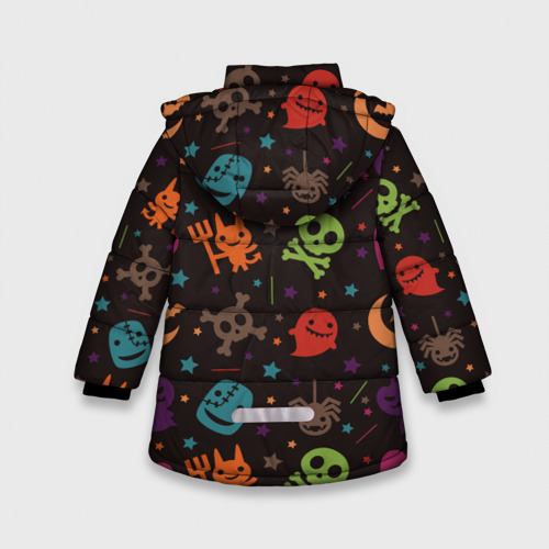 Зимняя куртка для девочек 3D с принтом Весёлый хэллоуин, вид сзади #1