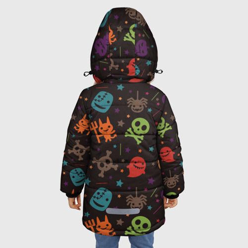 Зимняя куртка для девочек 3D с принтом Весёлый хэллоуин, вид сзади #2