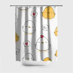 Штора 3D для ванной Привет цыпленок