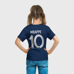 Футболка с принтом Килиан Мбаппе сборная Франции 10 для ребенка, вид на модели сзади №3. Цвет основы: белый