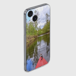 Чехол для iPhone 15 силиконовый с защитой камеры Красная байдарка - фото 2