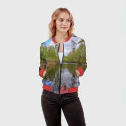 Женский бомбер 3D Красная байдарка - фото 2