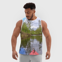 Мужская спортивная майка 3D Красная байдарка - фото 2