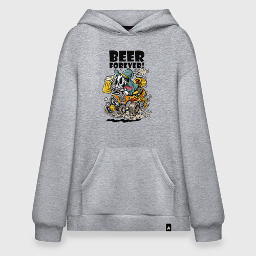 Худи SuperOversize хлопок Beer forever - motto, цвет меланж