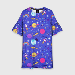 Детское платье 3D Планеты и кометы