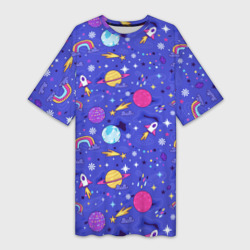 Платье-футболка 3D Планеты и кометы