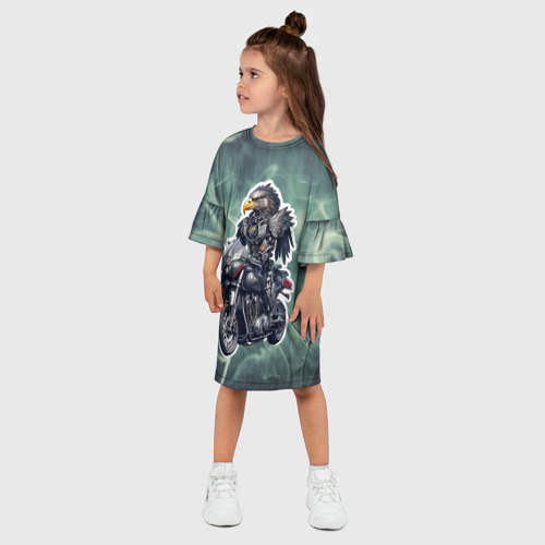 Детское платье 3D Стальной орёл байкер, цвет 3D печать - фото 3