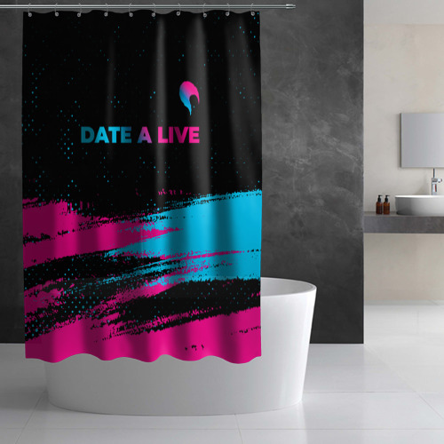 Штора 3D для ванной Date A Live - neon gradient: символ сверху - фото 2