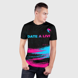 Мужская футболка 3D Slim Date A Live - neon gradient: символ сверху - фото 2