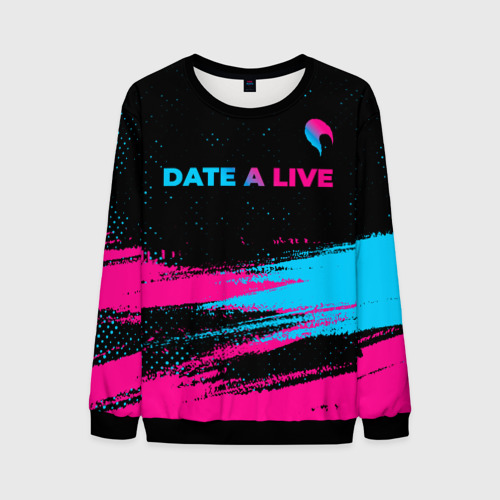 Мужской свитшот 3D Date A Live - neon gradient: символ сверху, цвет черный