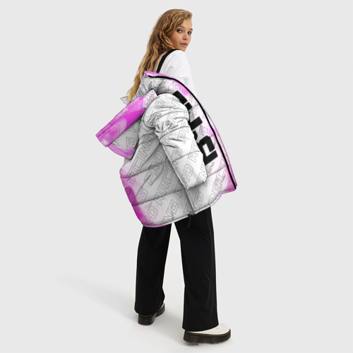 Женская зимняя куртка 3D с принтом BYD pro racing: по-вертикали, вид сбоку #3