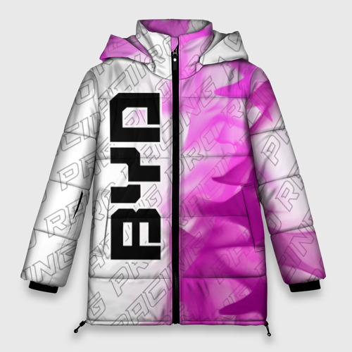 Женская зимняя куртка 3D с принтом BYD pro racing: по-вертикали, вид спереди #2