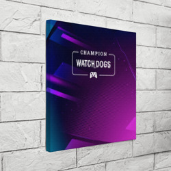 Холст квадратный Watch Dogs gaming champion: рамка с лого и джойстиком на неоновом фоне - фото 2