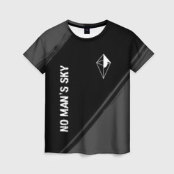 Женская футболка 3D No Man's Sky glitch на темном фоне: надпись, символ