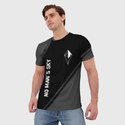 Мужская футболка 3D No Man's Sky glitch на темном фоне: надпись, символ - фото 2