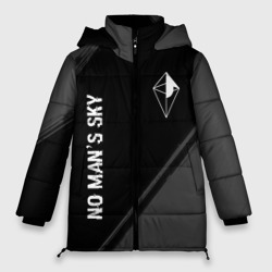 Женская зимняя куртка Oversize No Man's Sky glitch на темном фоне: надпись, символ