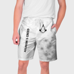 Мужские шорты 3D Assassin's Creed glitch на светлом фоне: надпись, символ