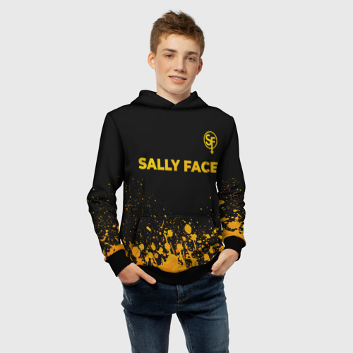 Детская толстовка 3D Sally Face - gold gradient: символ сверху, цвет черный - фото 6