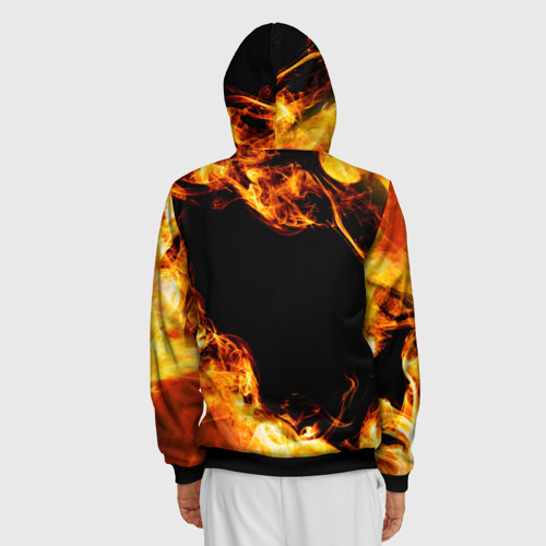Мужская толстовка 3D на молнии с принтом The Offspring и пылающий огонь, вид сзади #2