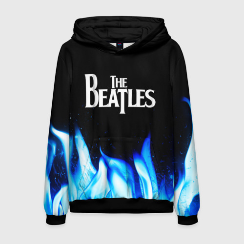 Мужская толстовка 3D The Beatles blue fire, цвет черный