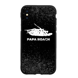 Чехол для iPhone XS Max матовый Papa Roach с потертостями на темном фоне