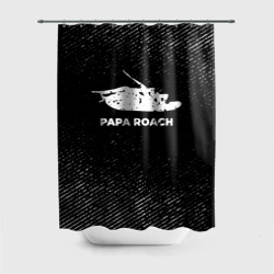 Штора 3D для ванной Papa Roach с потертостями на темном фоне