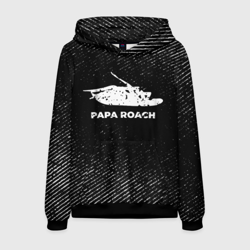 Мужская толстовка 3D Papa Roach с потертостями на темном фоне, цвет черный