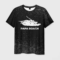 Мужская футболка 3D Papa Roach с потертостями на темном фоне