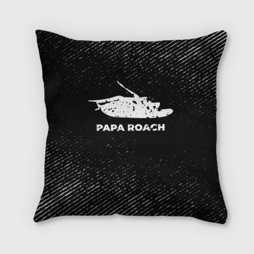 Подушка 3D Papa Roach с потертостями на темном фоне