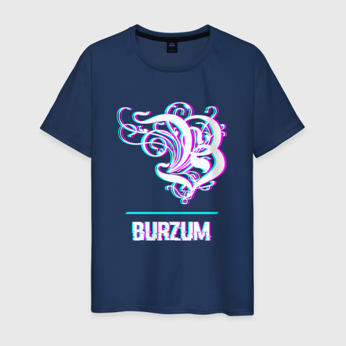 Мужская футболка из хлопка с принтом Burzum glitch rock, вид спереди №1