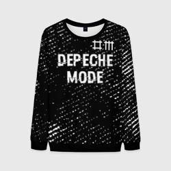 Мужской свитшот 3D Depeche Mode glitch на темном фоне: символ сверху