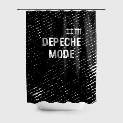 Штора 3D для ванной Depeche Mode glitch на темном фоне: символ сверху