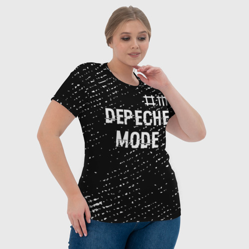 Женская футболка 3D Depeche Mode glitch на темном фоне: символ сверху, цвет 3D печать - фото 6