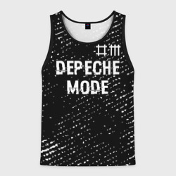 Мужская майка 3D Depeche Mode glitch на темном фоне: символ сверху