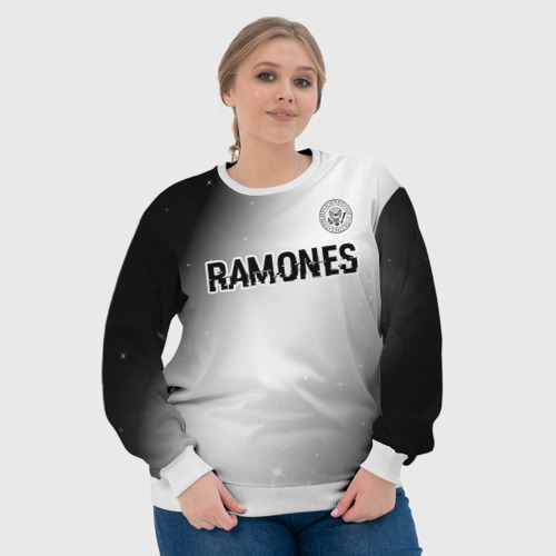 Женский свитшот 3D Ramones glitch на светлом фоне: символ сверху, цвет 3D печать - фото 6