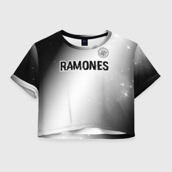 Женская футболка Crop-top 3D Ramones glitch на светлом фоне: символ сверху