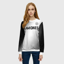 Женский свитшот 3D Ramones glitch на светлом фоне: символ сверху - фото 2
